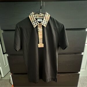 Boys Burberry Vintage Check Trim Cotton Piqué Polo Shirt
